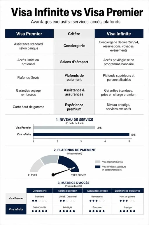 Comparatif des avantages de la carte Visa Infinite Banque Populaire par rapport à la carte Visa Premier