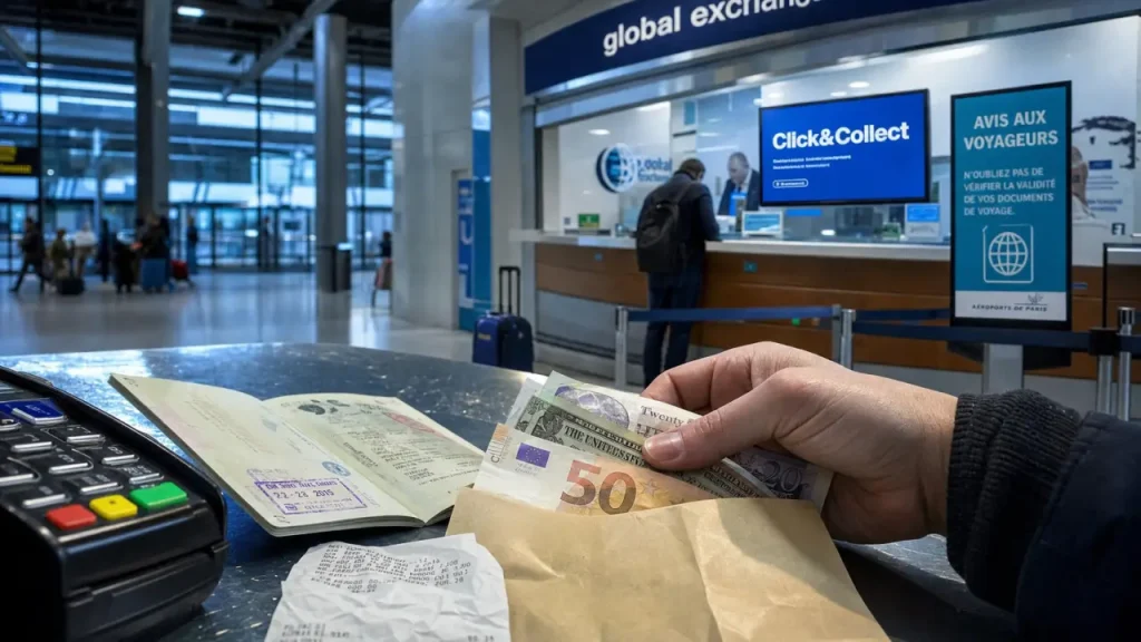 Global Exchange à CDG : devises en ligne, Click&Collect et change sans commission