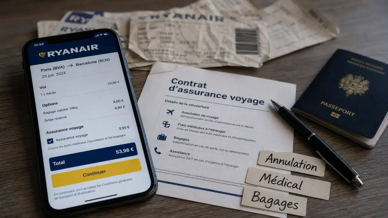 Ryanair assurance 22 € : plafonds et franchises à vérifier