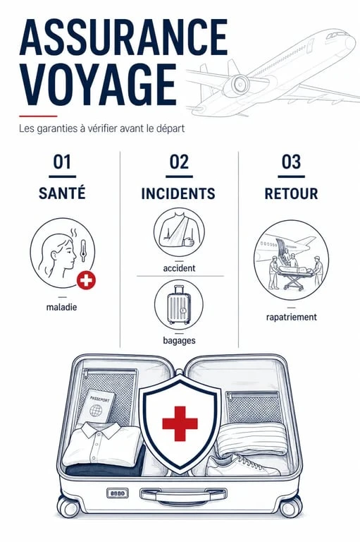 GMF assurance voyage : visuel éditorial sur les garanties à vérifier avant de partir