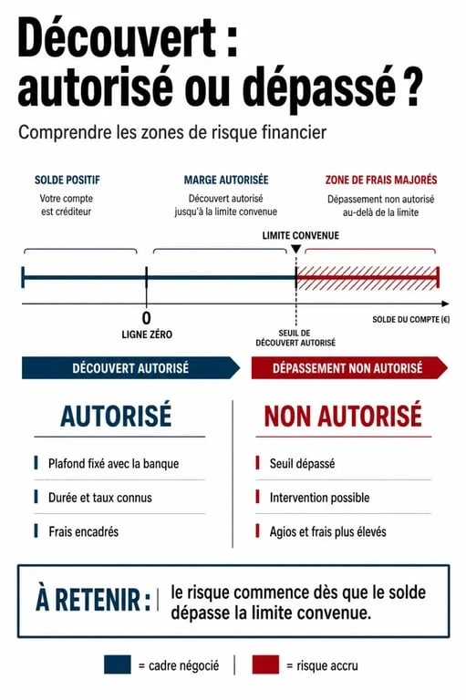 Différence entre découvert autorisé et dépassement en banque en ligne