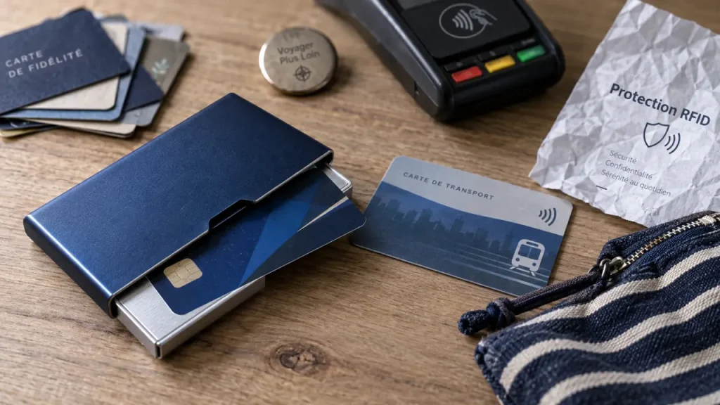 La protection carte bancaire protège d’abord l’usage quotidien, l’anti-RFID en complément