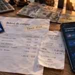 Taux de change Visa : relevé et paiement montrant le montant débité