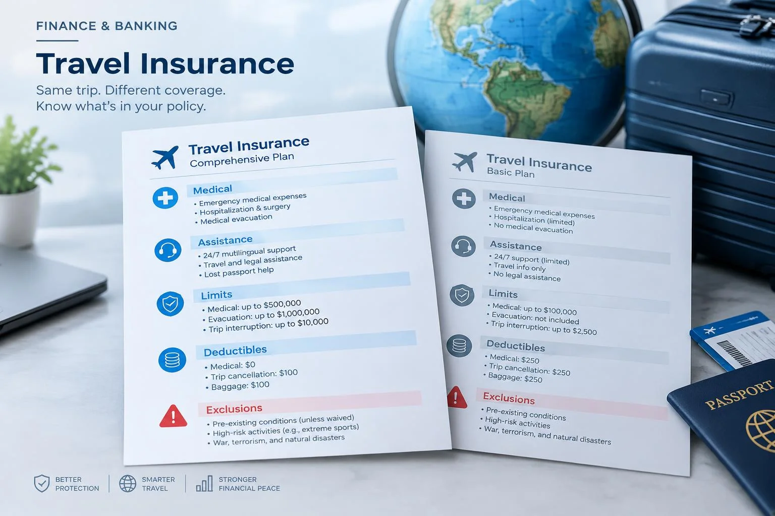 Assurance voyage : comparer surtout les exclusions